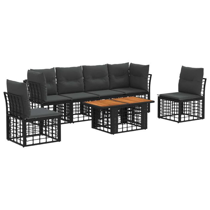 Set de canapele pentru grădină 7 buc. Negru și gri închis WALTI