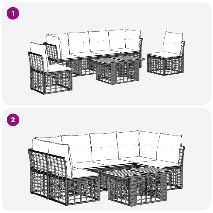 Set de canapele pentru grădină 7 buc. Alb Natural și Crem WALTI