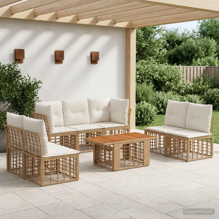 Set de canapele pentru grădină 8 buc. Alb Natural și Crem WALTI