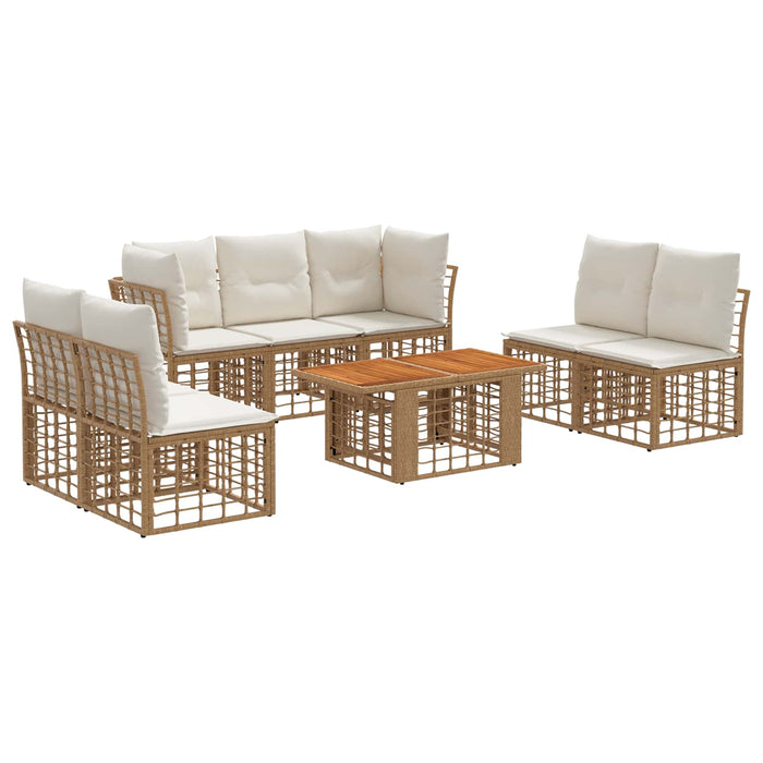 Set de canapele pentru grădină 8 buc. Alb Natural și Crem WALTI