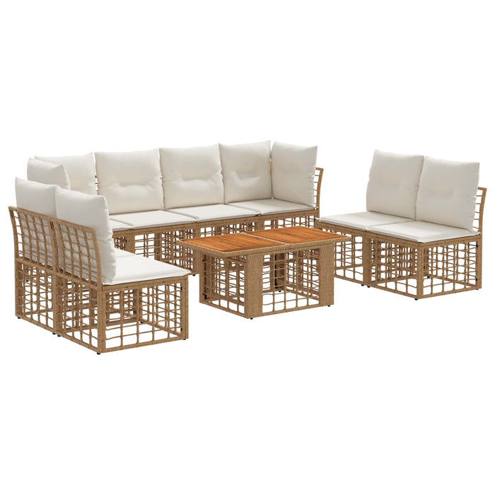 Set de canapele pentru grădină 9 buc. Alb Natural și Crem WALTI