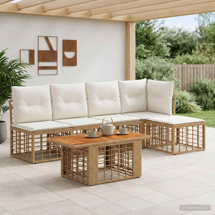 Set de canapele pentru grădină 6 buc. Alb Natural și Crem WALTI