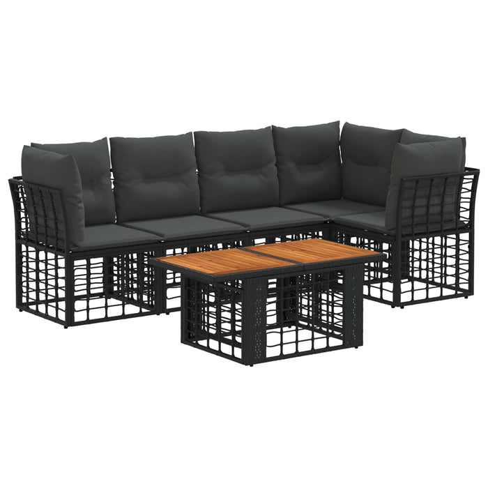 Set de canapele pentru grădină 6 buc. Negru și gri închis WALTI