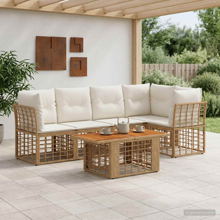 Set de canapele pentru grădină 6 buc. Alb Natural și Crem WALTI