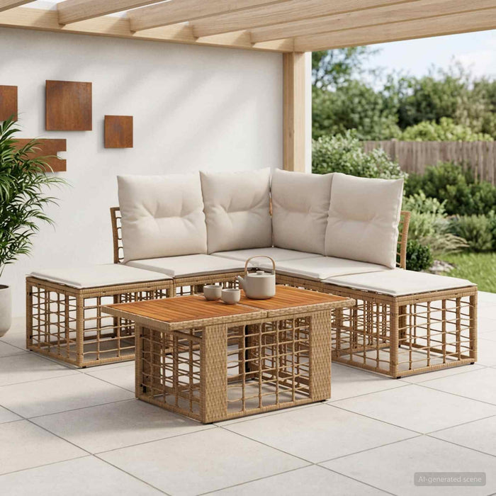 Set de canapele pentru grădină 6 buc. Alb Natural și Crem WALTI