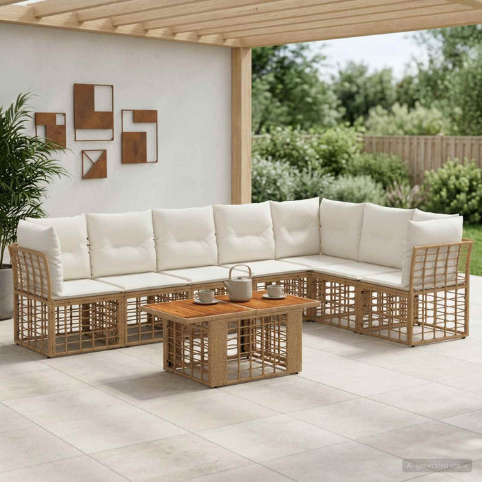 Set de canapele pentru grădină 8 buc. Alb Natural și Crem WALTI