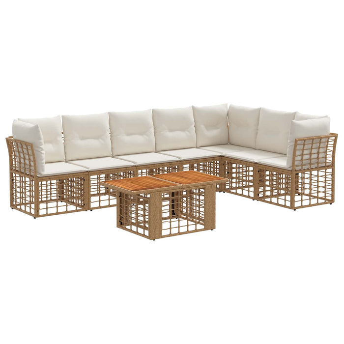 Set de canapele pentru grădină 8 buc. Alb Natural și Crem WALTI