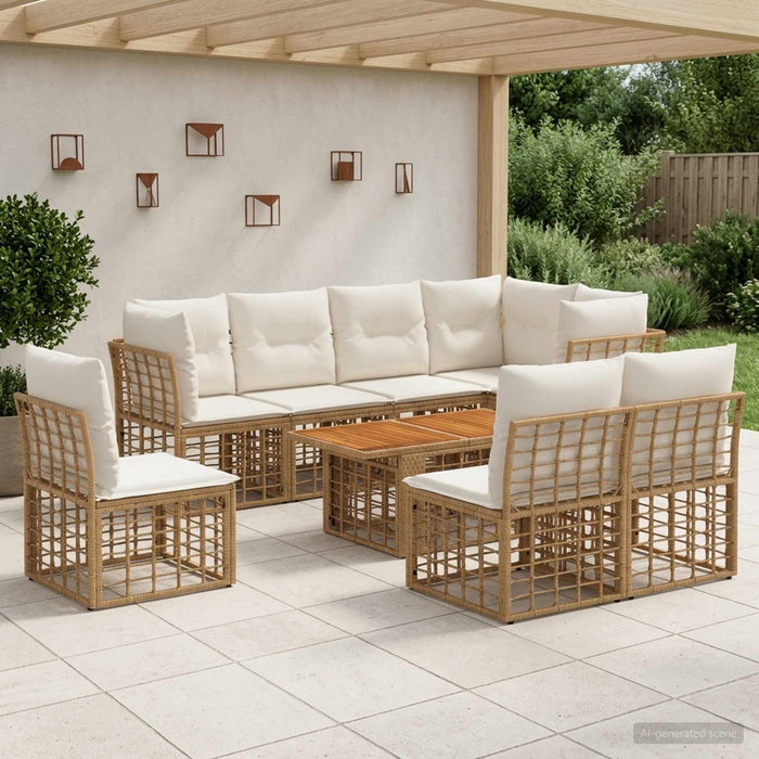 Set de canapele pentru grădină 9 buc. Alb Natural și Crem WALTI