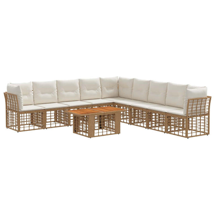 Set de canapele pentru grădină 10 buc. Alb Natural și Crem WALTI