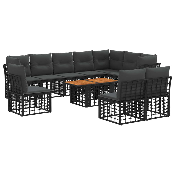 Set de canapele pentru grădină 11 buc. Negru și gri închis WALTI