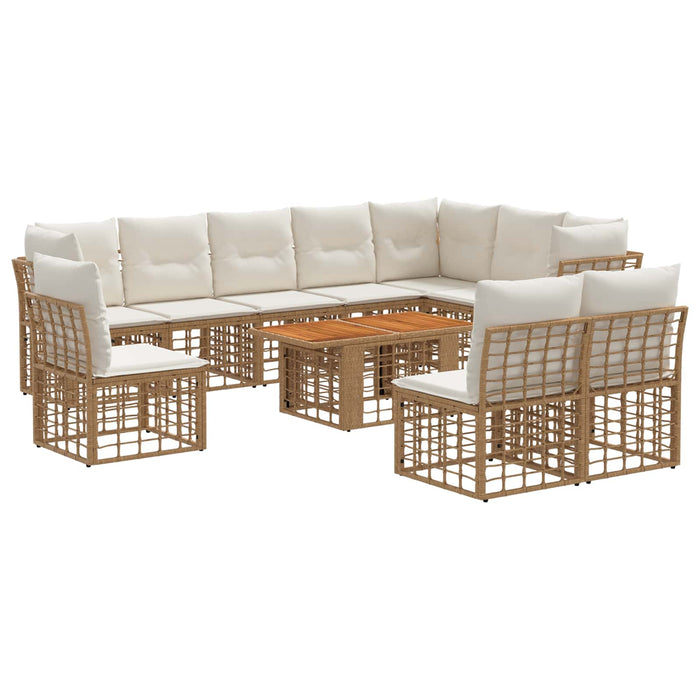 Set de canapele pentru grădină 11 buc. Alb Natural și Crem WALTI