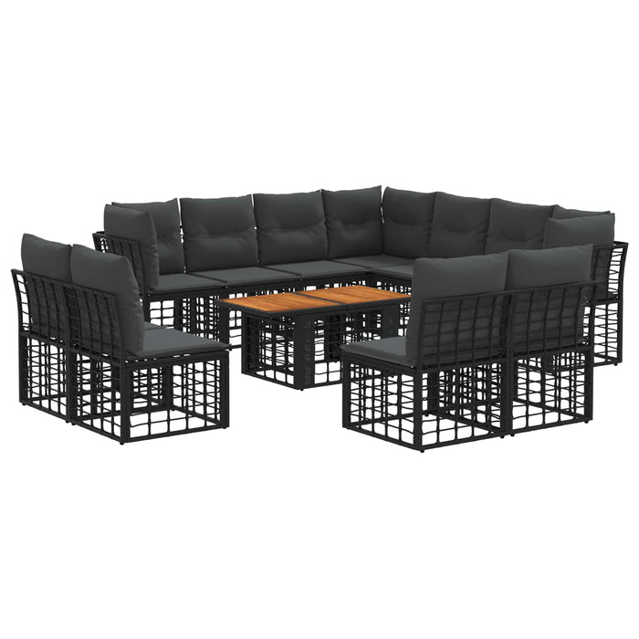 Set de canapele pentru grădină 12 buc. Negru și gri închis WALTI