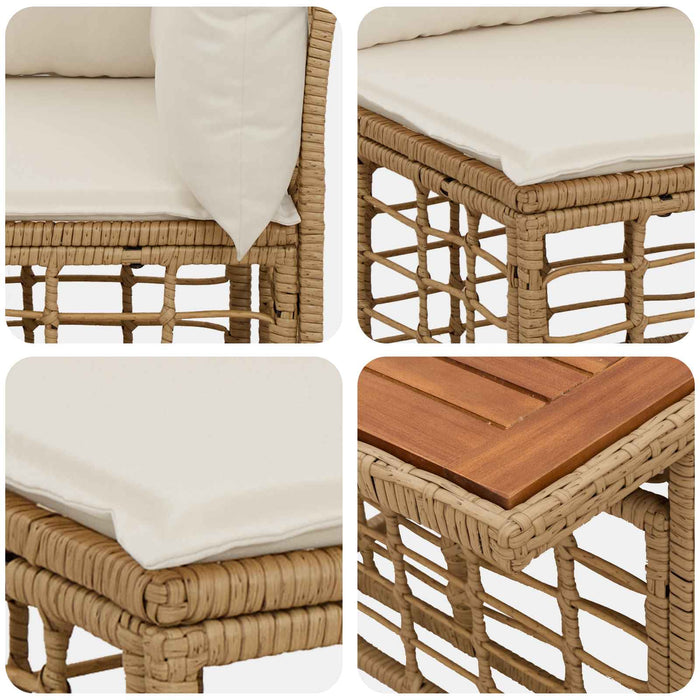 Set de canapele pentru grădină 12 buc. Alb Natural și Crem WALTI