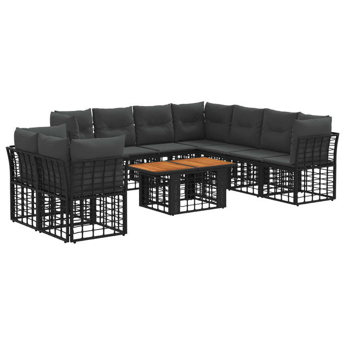 Set de canapele pentru grădină 10 buc. Negru și gri închis WALTI