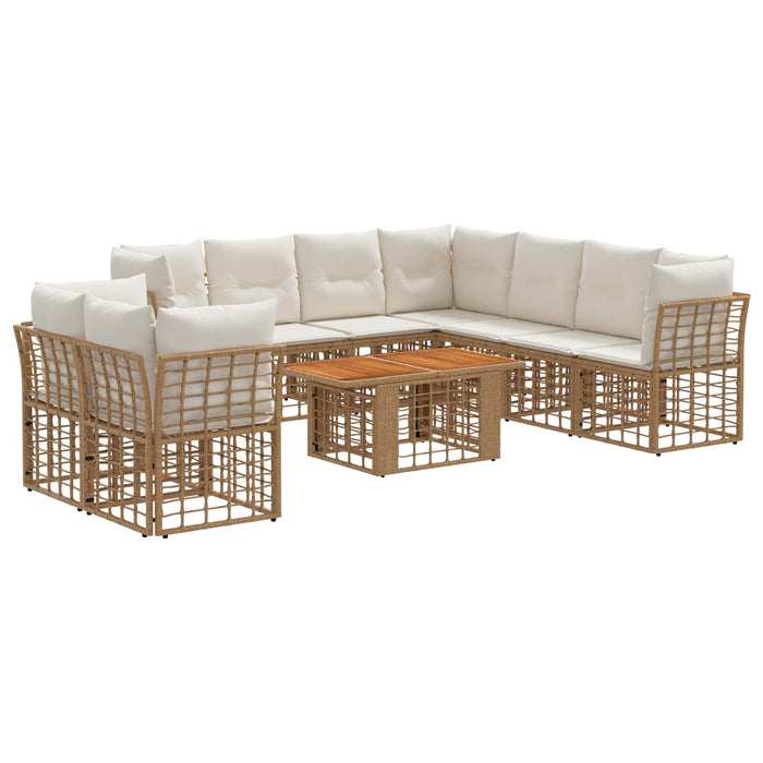 Set de canapele pentru grădină 10 buc. Alb Natural și Crem WALTI