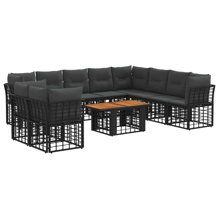 Set de canapele pentru grădină 11 buc. Negru și gri închis WALTI