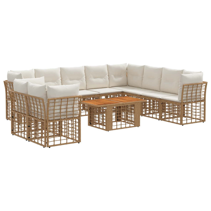 Set de canapele pentru grădină 11 buc. Alb Natural și Crem WALTI
