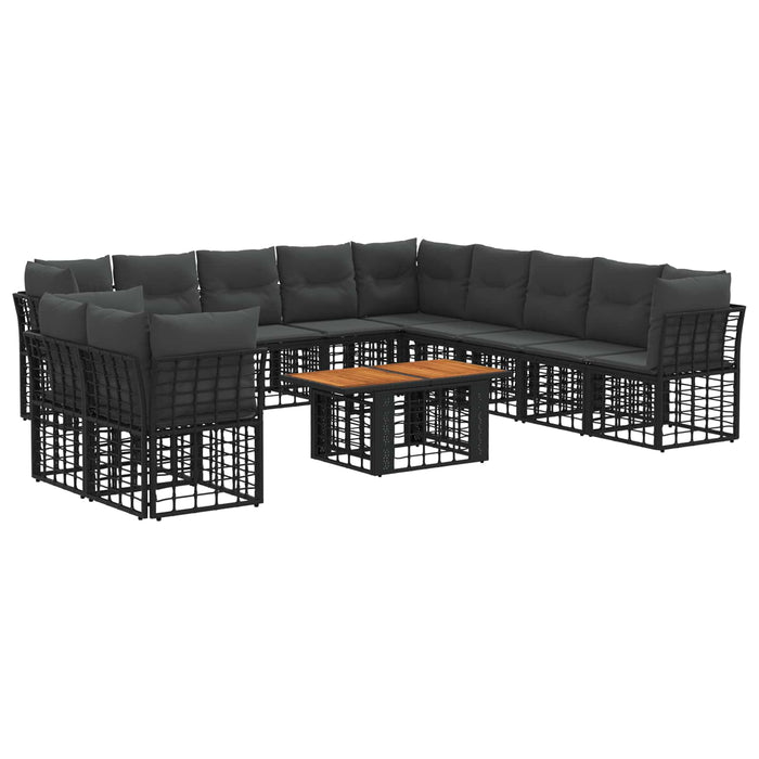 Set de canapele pentru grădină 12 buc. Negru și gri închis WALTI