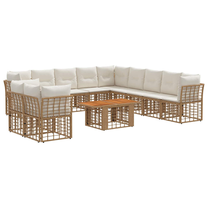 Set de canapele pentru grădină 12 buc. Alb Natural și Crem WALTI