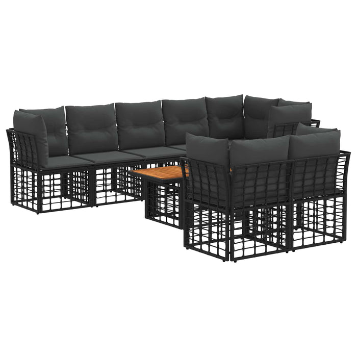 Set de canapele pentru grădină 9 buc. Negru și gri închis WALTI
