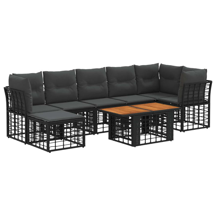 Set de canapele pentru grădină 8 buc. Negru și gri închis WALTI