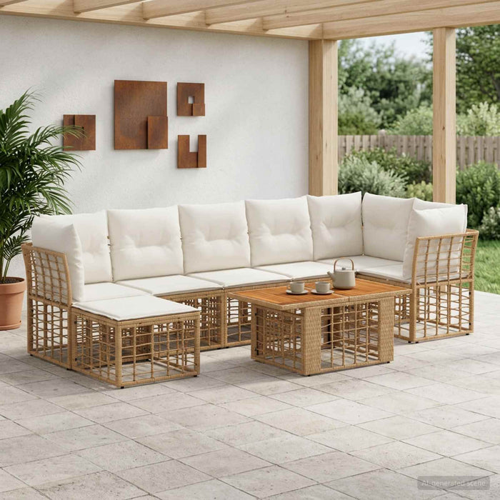 Set de canapele pentru grădină 8 buc. Alb Natural și Crem WALTI