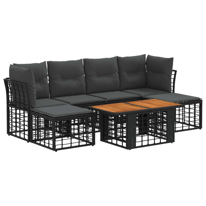 Set de canapele pentru grădină 7 buc. Negru și gri închis WALTI