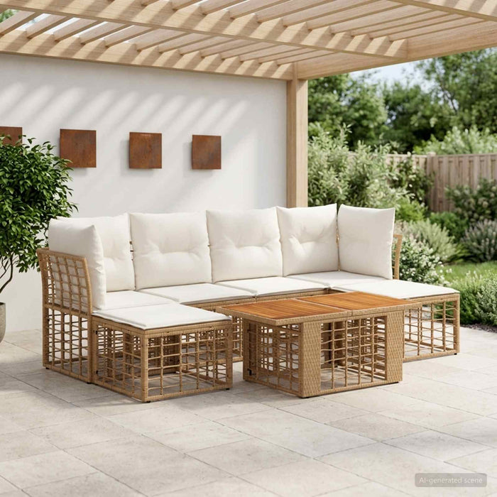 Set de canapele pentru grădină 7 buc. Alb Natural și Crem WALTI