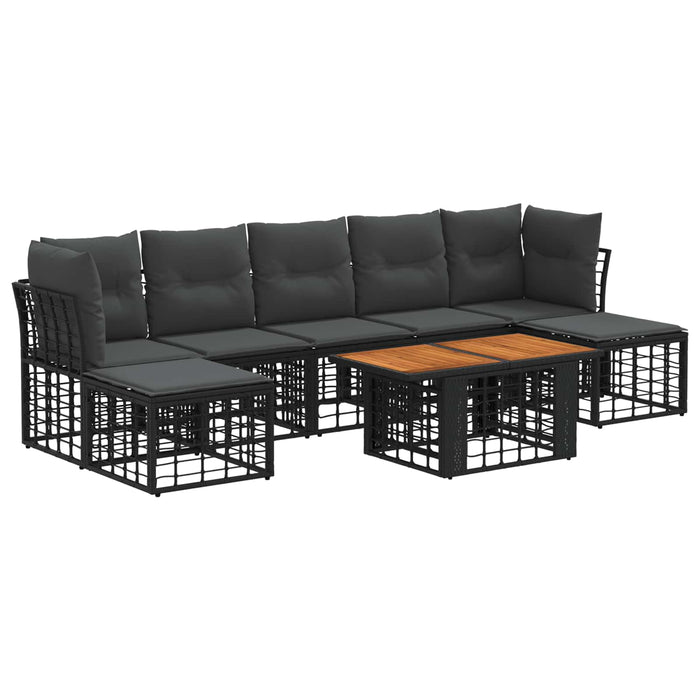 Set de canapele pentru grădină 8 buc. Negru și gri închis WALTI