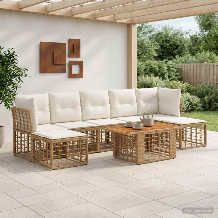 Set de canapele pentru grădină 8 buc. Alb Natural și Crem WALTI