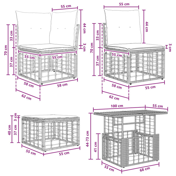 Set de canapele pentru grădină 8 buc. Alb Natural și Crem WALTI