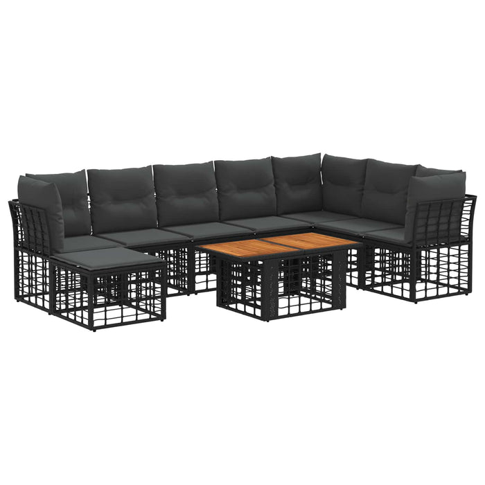 Set de canapele pentru grădină 9 buc. Negru și gri închis WALTI