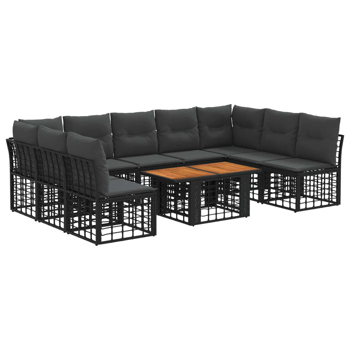 Set de canapele pentru grădină 10 buc. Negru și gri închis WALTI