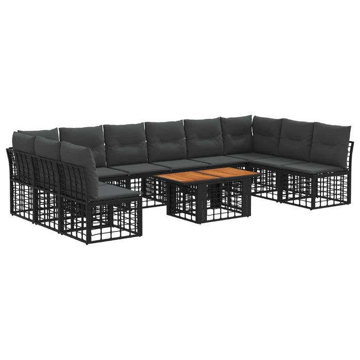 Set de canapele pentru grădină 11 buc. Negru și gri închis WALTI