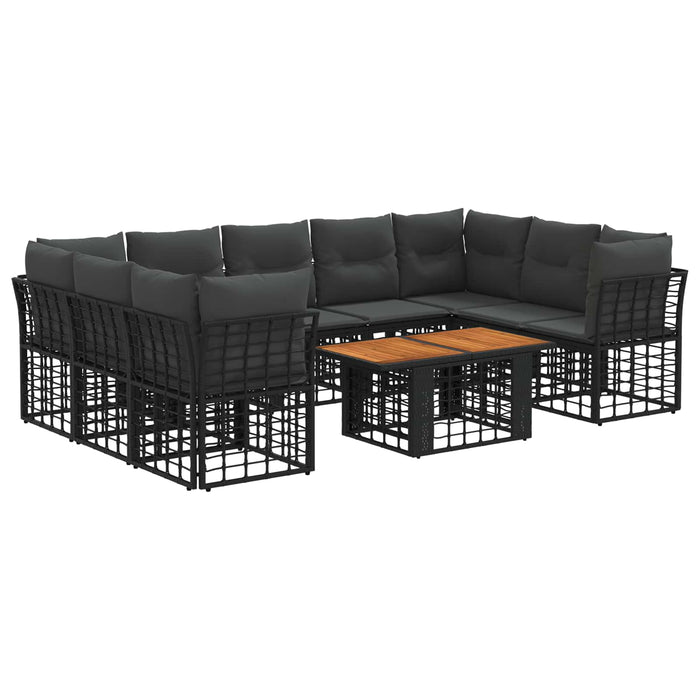Set de canapele pentru grădină 10 buc. Negru și gri închis WALTI