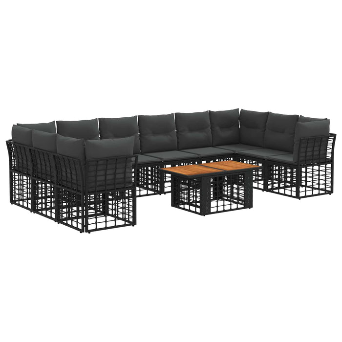 Set de canapele pentru grădină 11 buc. Negru și gri închis WALTI