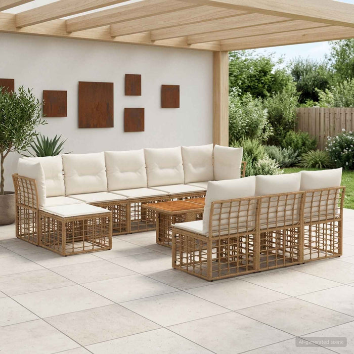 Set de canapele pentru grădină 11 buc. Alb Natural și Crem WALTI