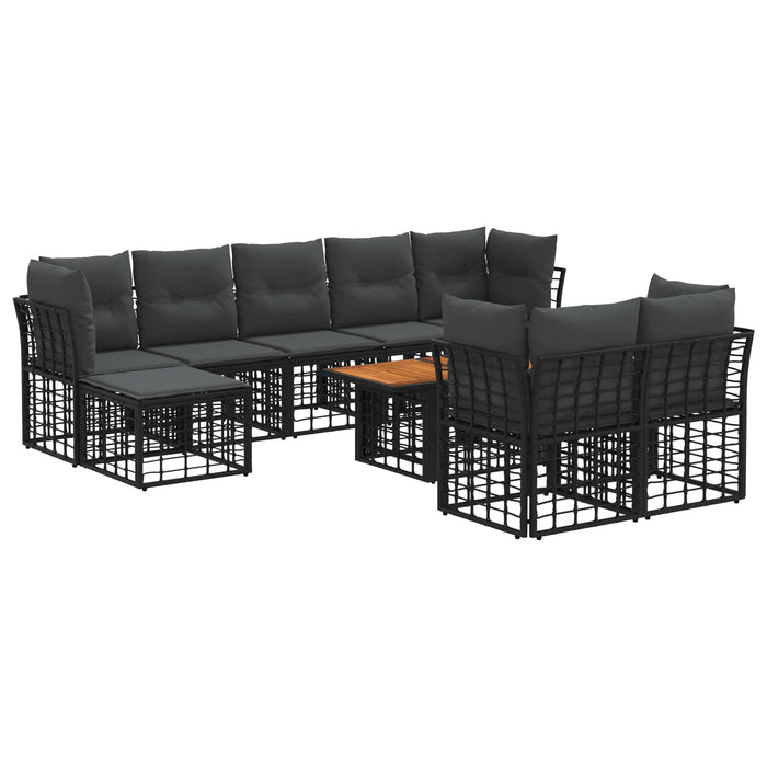 Set de canapele pentru grădină 10 buc. Negru și gri închis WALTI