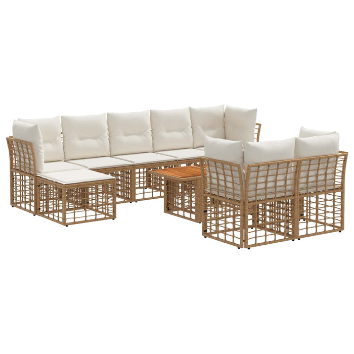 Set de canapele pentru grădină 10 buc. Alb Natural și Crem WALTI