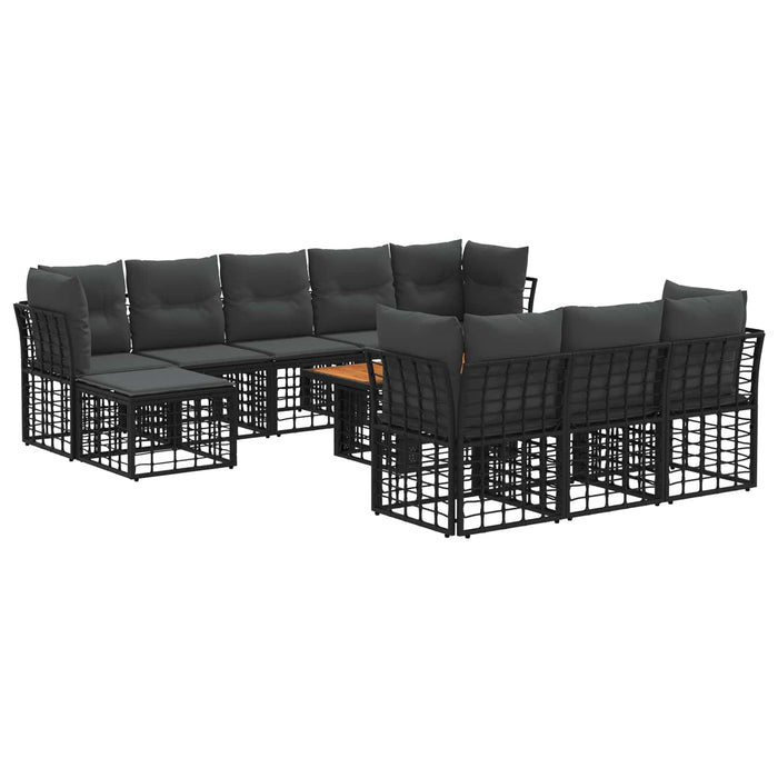 Set de canapele pentru grădină 11 buc. Negru și gri închis WALTI