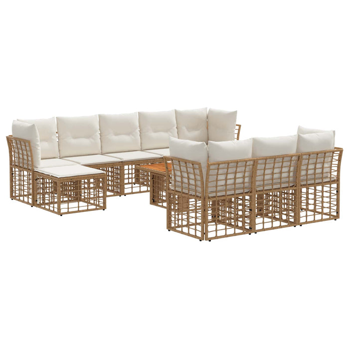 Set de canapele pentru grădină 11 buc. Alb Natural și Crem WALTI