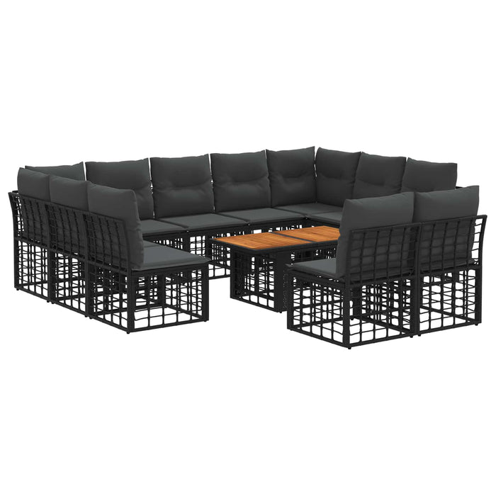 Set de canapele pentru grădină 12 buc. Negru și gri închis WALTI