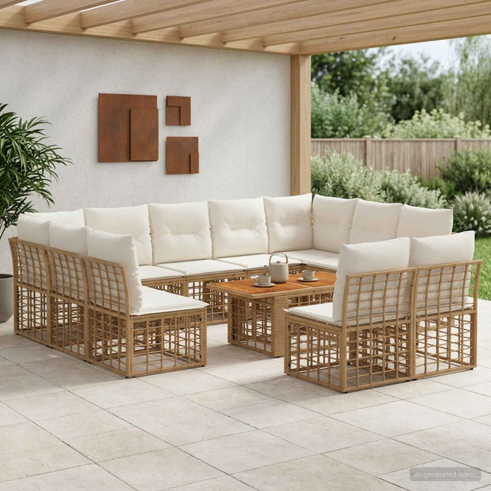 Set de canapele pentru grădină 12 buc. Alb Natural și Crem WALTI