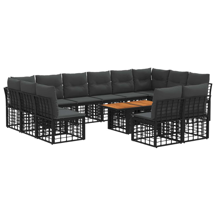 Set de canapele pentru grădină 13 buc. Negru și gri închis WALTI