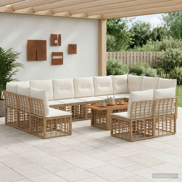 Set de canapele pentru grădină 13 buc. Alb Natural și Crem WALTI