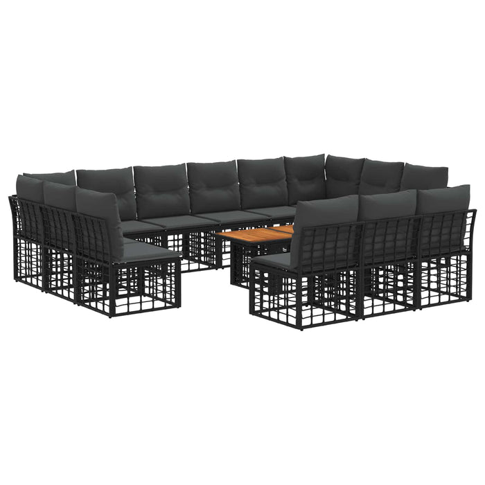 Set de canapele pentru grădină 14 buc. Negru și gri închis WALTI