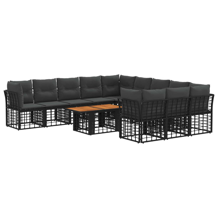Set de canapele pentru grădină 12 buc. Negru și gri închis WALTI