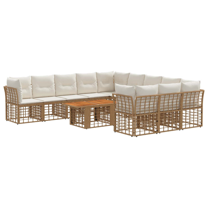 Set de canapele pentru grădină 12 buc. Alb Natural și Crem WALTI