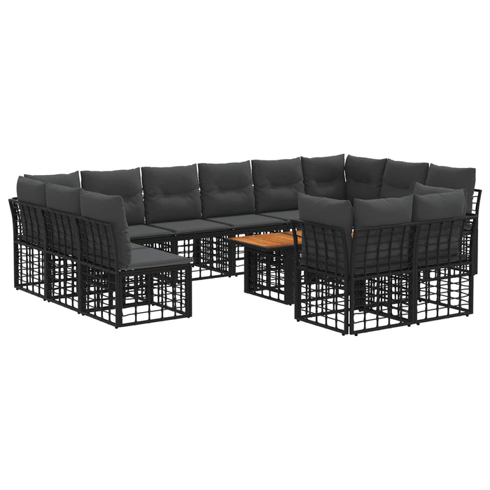Set de canapele pentru grădină 13 buc. Negru și gri închis WALTI