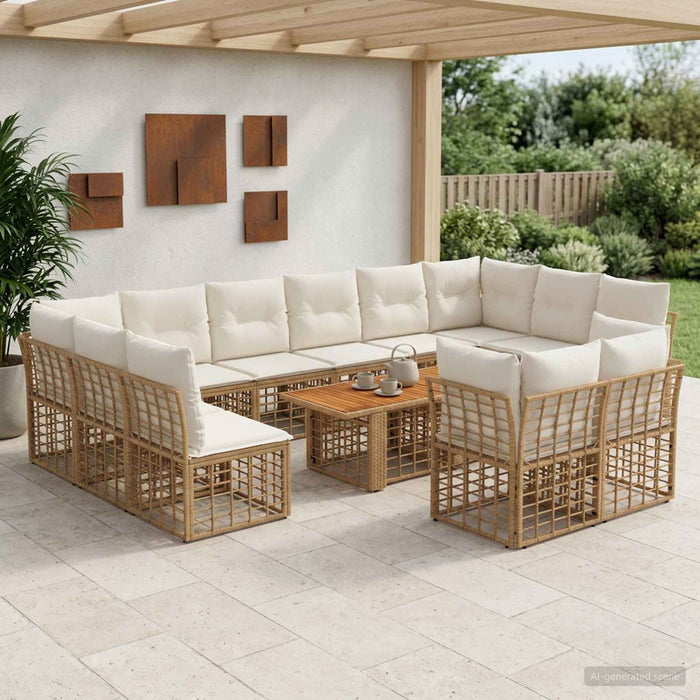 Set de canapele pentru grădină 13 buc. Alb Natural și Crem WALTI